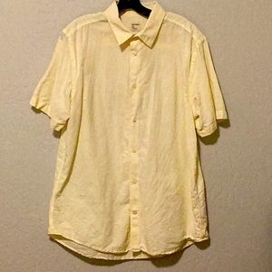 Old Navy butter yellow linen blend short sleeve men’s shirt size Large